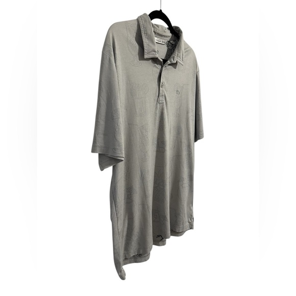 Travis Mathew Polo Shirt Men Gray Mixed Drinks Golf Vacation Reverse Print XL - Picture 3 of 8